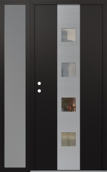 DIAMOND A12 50" X 80" BLACK/BLACK CLEAR GLASS PANEL STAINLESS STEEL RHI WITH SIDELITE FROSTED GLASS