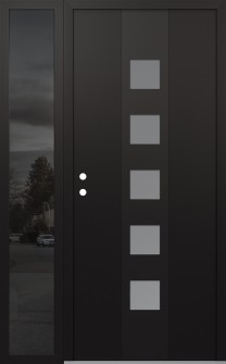 DIAMOND A13 48" X 80" BLACK/WHITE FROSTED GLASS PANEL BLACK RHI WITH SIDELITE MIRRORED GLASS