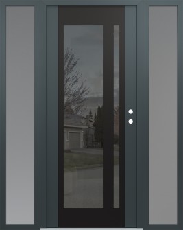 Diamond C15 68" x 80" anthracite/anthracite mirrored Glass Panel black LHI with 2 Sidelites frosted Glass