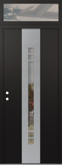 DIAMOND A4 36" X 96" BLACK/BLACK CLEAR GLASS PANEL STAINLESS STEEL RHI WITH TRANSOM CLEAR GLASS