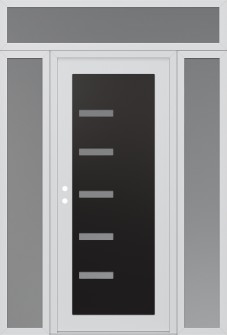 Diamond C8 60" x 96" white/white frosted Glass Panel black RHI with 2 Sidelites and Transom frosted Glass