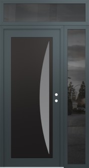 Diamond C13 50" x 96" anthracite/anthracite frosted Glass Panel black LHI with Sidelite and Transom mirrored Glass