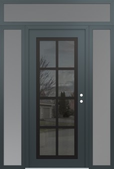 Diamond C16 64" x 96" anthracite/anthracite mirrored Glass Panel black LHI with 2 Sidelites and Transom frosted Glass