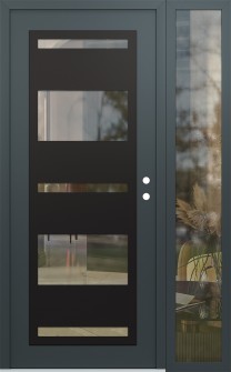 Diamond C10 52" x 80" anthracite/anthracite clear Glass Panel black LHI with Sidelite clear Glass