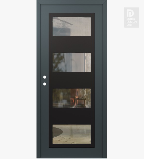 Modern Steel Front Door Diamond C2 36" x 80" anthracite/anthracite clear Glass Panel black RHI