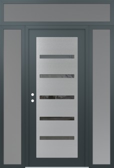 Diamond C7 64" x 96" anthracite/anthracite mirrored Glass Panel stainless steel RHI with 2 Sidelites and Transom frosted Glass