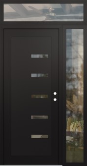 Diamond C8 50" x 96" black/black clear Glass Panel black LHI with Sidelite and Transom clear Glass