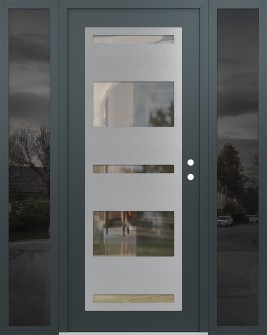 Diamond C10 60" x 80" anthracite/anthracite clear Glass Panel stainless steel LHI with 2 Sidelites mirrored Glass