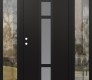 Modern Steel Front Door DIAMOND A9 64" X 80" BLACK/WHITE FROSTED GLASS PANEL BLACK RHI WITH 2 SIDELITES CLEAR GLASS