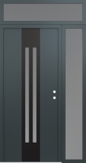 DIAMOND A8 52" X 96" ANTHRACITE/ANTHRACITE FROSTED GLASS PANEL BLACK LHI WITH SIDELITE AND TRANSOM FROSTED GLASS