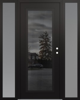 Diamond C1 64" x 80" black/black mirrored Glass Panel black LHI with 2 Sidelites frosted Glass