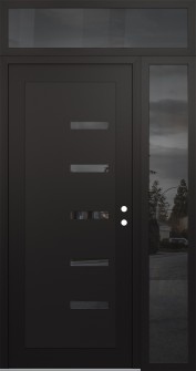 Diamond C8 48" x 96" black/black mirrored Glass Panel black LHI with Sidelite and Transom mirrored Glass