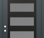 Modern Steel Front Door Diamond C9 36" x 96" anthracite/anthracite frosted Glass Panel black RHI with Transom mirrored Glass