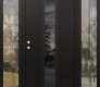 Modern Steel Front Door DIAMOND A1 60" X 80" BLACK/BLACK MIRRORED GLASS PANEL BLACK RHI WITH 2 SIDELITES CLEAR GLASS
