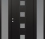 Modern Steel Front Door DIAMOND A12 64" X 80" BLACK/WHITE FROSTED GLASS PANEL BLACK RHI WITH 2 SIDELITES FROSTED GLASS