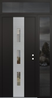 DIAMOND A7 50" X 96" BLACK/BLACK CLEAR GLASS PANEL STAINLESS STEEL LHI WITH SIDELITE AND TRANSOM MIRRORED GLASS