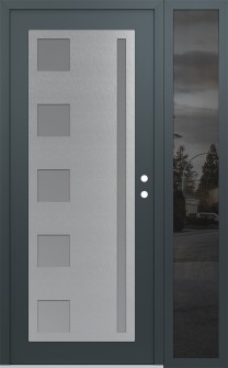 Diamond C3 52" x 80" anthracite/anthracite frosted Glass Panel stainless steel LHI with Sidelite mirrored Glass