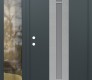 Modern Steel Front Door DIAMOND A5 50" X 80" ANTHRACITE/ANTHRACITE FROSTED GLASS PANEL STAINLESS STEEL RHI WITH SIDELITE CLEAR GLASS
