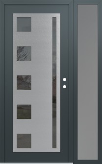 Diamond C3 50" x 80" anthracite/anthracite mirrored Glass Panel stainless steel LHI with Sidelite frosted Glass