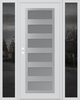 Diamond C9 68" x 80" white/white frosted Glass Panel stainless steel RHI with 2 Sidelites mirrored Glass