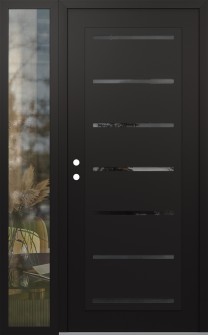 Diamond C11 50" x 80" black/black mirrored Glass Panel black RHI with Sidelite clear Glass