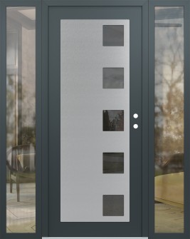 Diamond C5 64" x 80" anthracite/anthracite mirrored Glass Panel stainless steel LHI with 2 Sidelites clear Glass