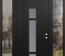 Modern Steel Front Door DIAMOND A9 60" X 96" BLACK/WHITE FROSTED GLASS PANEL BLACK LHI WITH 2 SIDELITES AND TRANSOM CLEAR GLASS
