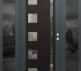 Modern Steel Front Door Diamond C3 68" x 80" anthracite/anthracite clear Glass Panel black LHI with 2 Sidelites mirrored Glass