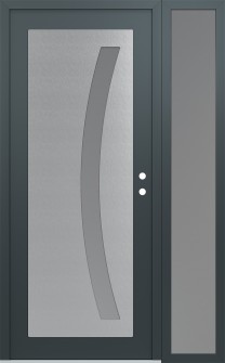 Diamond C4 52" x 80" anthracite/anthracite frosted Glass Panel stainless steel LHI with Sidelite frosted Glass