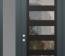 Modern Steel Front Door Diamond C9 50" x 96" anthracite/anthracite clear Glass Panel black RHI with Sidelite and Transom frosted Glass