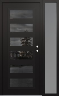 Diamond C9 50" x 80" black/black mirrored Glass Panel black LHI with Sidelite frosted Glass