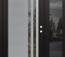 Modern Steel Front Door Diamond C6 48" x 80" black/black clear Glass Panel stainless steel LHI with Sidelite mirrored Glass