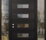 Modern Steel Front Door Diamond D5 68" x 96" black/black clear Glass Panel black RHI with 2 Sidelites and Transom clear Glass