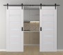 DOUBLE BARN DOOR AVON 07-04 VETRO SNOW WHITE 64" X 96" X 1 3/4" BLACK HARDWARE