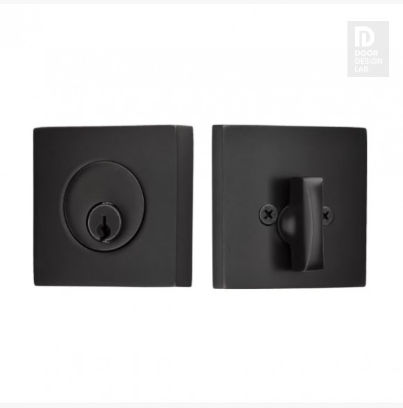 EMTEK SQUARE DEADBOLT SINGLE CYLINDER 8469 FLAT BLACK US 19 for Steel Front Doors