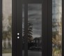 Modern Steel Front Door Diamond C15 60" x 96" black/black mirrored Glass Panel black RHI with 2 Sidelites and Transom clear Glass