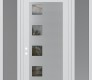 Modern Steel Front Door Diamond C5 68" x 96" white/white clear Glass Panel stainless steel RHI with 2 Sidelites and Transom frosted Glass