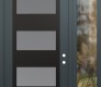 Modern Steel Front Door Diamond C2 52" x 96" anthracite/anthracite frosted Glass Panel black LHI with Sidelite and Transom clear Glass