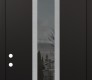 DIAMOND A11 36" X 96" BLACK/BLACK MIRRORED GLASS PANEL STAINLESS STEEL LHI WITH TRANSOM FROSTED GLASS