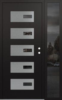 Diamond D7 52" x 80" black/black mirrored Glass Panel stainless steel LHI with Sidelite mirrored Glass