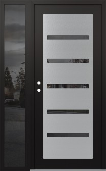 Diamond C7 52" x 80" black/black mirrored Glass Panel stainless steel RHI with Sidelite mirrored Glass