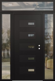 Diamond D7 60" x 96" black/black clear Glass Panel black LHI with 2 Sidelites and Transom clear Glass