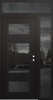 Diamond C2 50" x 96" black/black mirrored Glass Panel black LHI with Sidelite and Transom mirrored Glass