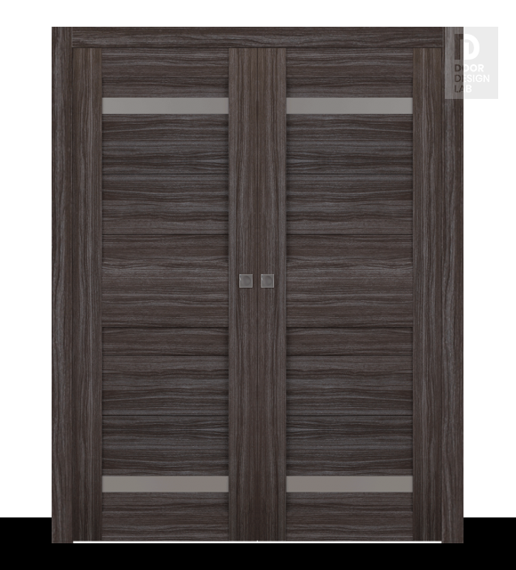 Imma Vetro Gray Oak Double pocket doors