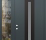Modern Steel Front Door DIAMOND A2 52" X 96" ANTHRACITE/ANTHRACITE FROSTED GLASS PANEL BLACK RHI WITH SIDELITE AND TRANSOM CLEAR GLASS