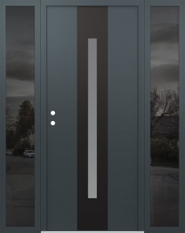 DIAMOND A2 60" X 80" ANTHRACITE/ANTHRACITE FROSTED GLASS PANEL BLACK RHI WITH 2 SIDELITES MIRRORED GLASS