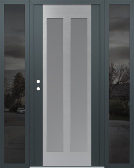 Diamond C14 68" x 80" anthracite/anthracite frosted Glass Panel stainless steel RHI with 2 Sidelites mirrored Glass