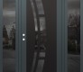 Modern Steel Front Door Diamond C12 68" x 80" anthracite/anthracite mirrored Glass Panel black RHI with 2 Sidelites mirrored Glass