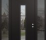 DIAMOND A11 60" X 96" BLACK/BLACK CLEAR GLASS PANEL BLACK RHI WITH 2 SIDELITES AND TRANSOM MIRRORED GLASS