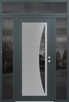 Diamond C13 64" x 96" anthracite/anthracite mirrored Glass Panel stainless steel LHI with 2 Sidelites and Transom mirrored Glass